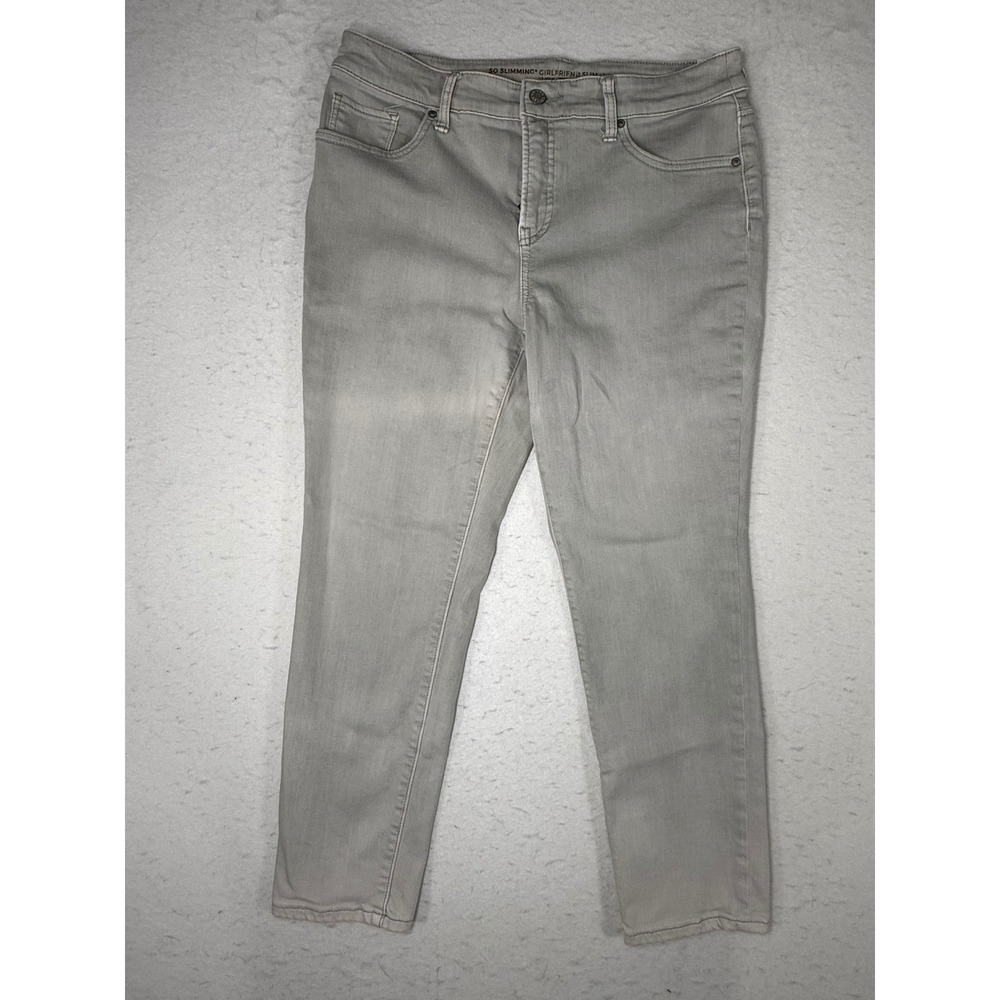 Chicos So Slimming Girlfriend Slim Leg Ankle Jeans Light Gray Womens Size 0.5P